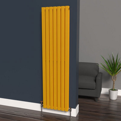 B&Q -  Flat Coloured Vertical Radiator Sunflower Yellow 1800mm X 490mm Double