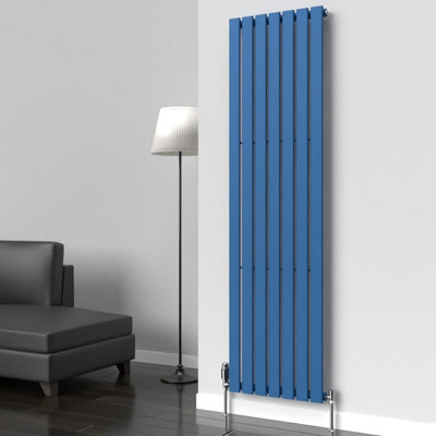 B&Q -  Flat Coloured Vertical Radiator Galaxy Blue 1800mm X 490mm SingleMild SteelHigh Output.