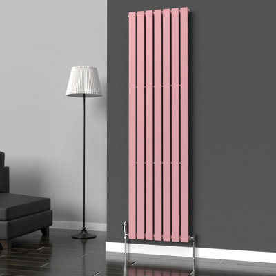B&Q -  Flat Coloured Vertical Radiator Pastel Pink 1800mm X 490mm Single Panel
