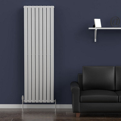 B&Q -  Flat Coloured Vertical Radiator Metallic Silver 1800 X 560mm DoubleLux Flat-1800-550D