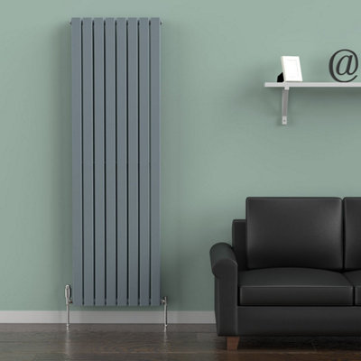 B&Q -  Flat Coloured Double Vertical RadiatorPebble Grey1800 X 560mm