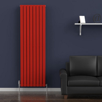 B&Q -  Flat Coloured Vertical RadiatorPoppy Red1800mm X 560mm Double