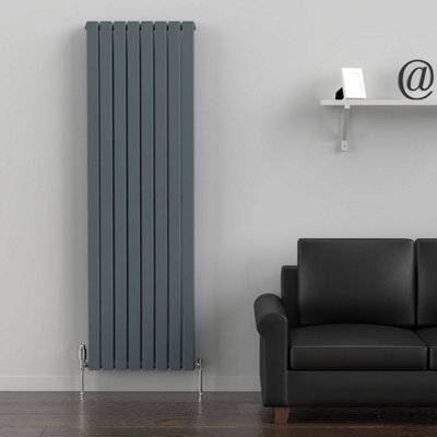B&Q -  Flat Coloured Vertical Radiator Slate Grey 1800mm X 560mm Double1935W.