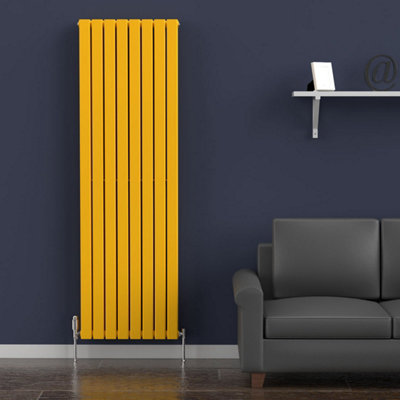 B&Q -  Flat Coloured Vertical Double Radiator Sunflower Yellow 1800mm X 560mm