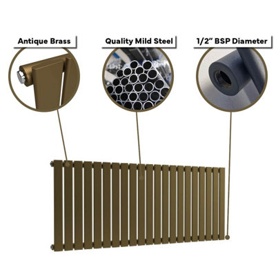 B&Q -  Flat Horizontal Radiator Antique Brass 400mm X 420mmSingle Panel