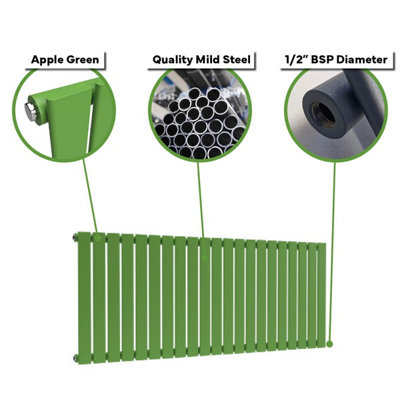 B&Q -  Flat Horizontal Single Panel Radiator Apple Green 400mm X 420mm (Single)