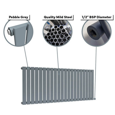 B&Q -  Flat Horizontal Radiator Pebble Grey 400mm X 420mm Single PanelMild Steel205W (698 Btu).