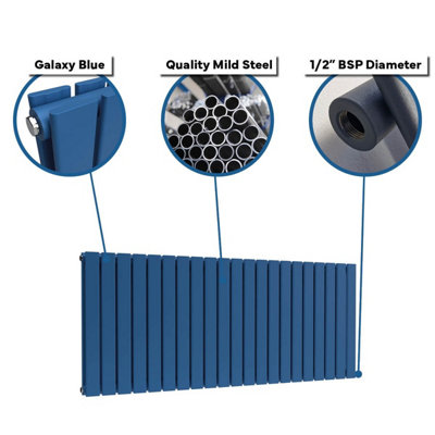 B&Q -  Flat Horizontal Radiator Galaxy Blue 400mm X 630mm Double Panel541W (1845 Btu)