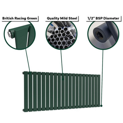 B&Q -  Flat Horizontal Radiator British Racing Green 400mm X 770mm Single375W (1280 Btu)