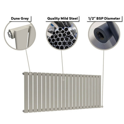 B&Q -  Flat Horizontal Radiator Dune Grey 400mm X 770mm SingleMild Steel375W (1280 Btu).