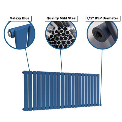B&Q -  Flat Horizontal Radiator Galaxy Blue 400mm X 770mm SingleMild Steel375W (1280 Btu).
