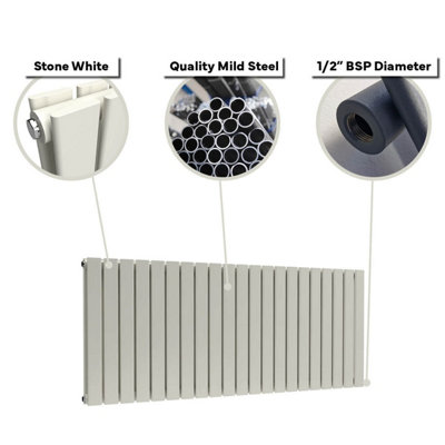 B&Q -  Flat Horizontal Double Panel Radiator Stone White 400mm X 910mm781 W (2665 Btu)