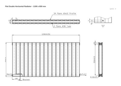B&Q -  Flat Horizontal Coloured RadiatorMetallic Copper600mm X 1190mm (Double)
