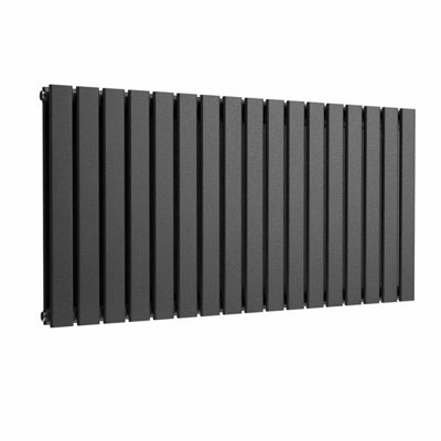 B&Q -  Flat Horizontal Designer Radiator Pewter 600mm X 1190mm Double Panel4991 Btu