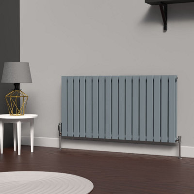 B&Q -  Flat Horizontal Coloured RadiatorPebble Grey600mm X 1190mm Double
