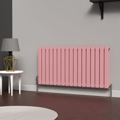 B&Q -  Flat Horizontal Coloured RadiatorPastel Pink600mm X 1190mm Double
