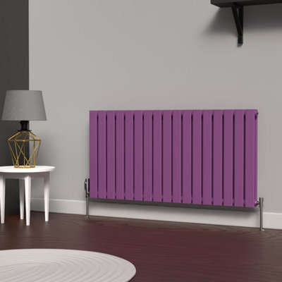 B&Q -  Flat Horizontal Coloured Radiator Pretty Plum Purple 600mm X 1190mm Double