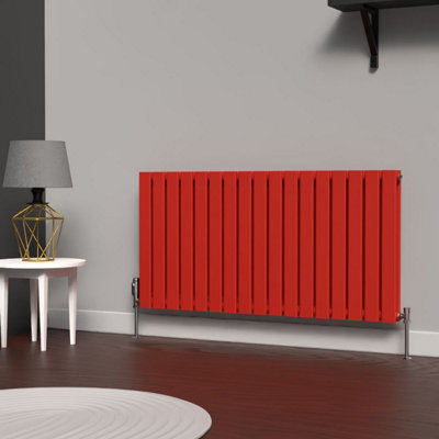 B&Q -  Flat Horizontal Coloured RadiatorPoppy Red600mm X 1190mm Double