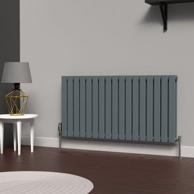 B&Q -  Flat Horizontal Coloured Radiator Slate Grey 600mm X 1190mm DoubleLux Flat-600-1190D