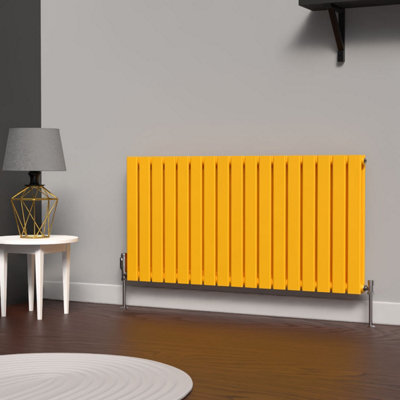 B&Q -  Flat Horizontal Coloured Radiator Sunflower Yellow 600mm X 1190mm DoubleBs En 442 Certified