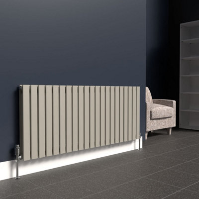 B&Q -  Flat Horizontal Coloured Radiator Dune Grey 600mm X 1470mm DoubleLux Flat-600-1470D