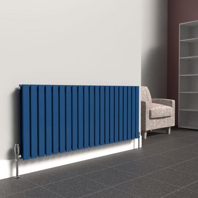 B&Q -  Flat Horizontal Coloured Radiator Galaxy Blue 600mm X 1470mm DoubleMild Steel