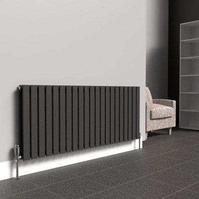 B&Q -  Flat Coloured Double Panel Horizontal RadiatorPewter600mm X 1470mm (Double)