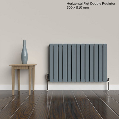 B&Q -  Flat Horizontal Coloured RadiatorPebble Grey600mm X 1470mmDouble Panel.