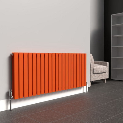 B&Q -  Flat Horizontal Coloured Radiator Sunburst Orange 600mm X 1470mm DoubleLux Flat-600-1470Dso