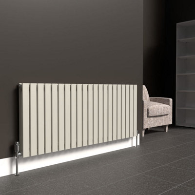 B&Q -  Flat Horizontal Coloured Radiator Stone White600mm X 1470mm DoubleLux Flat-600-1470D