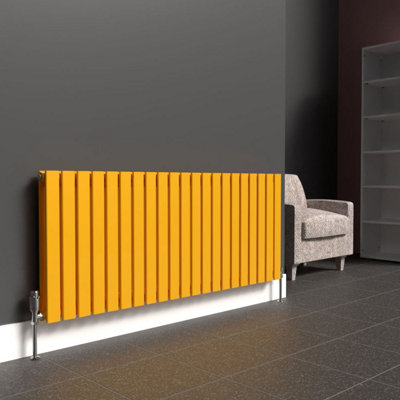 B&Q -  Flat Horizontal Coloured Radiator Sunflower Yellow 600mm X 1470mm Double.