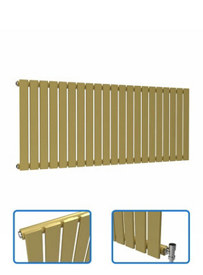 B&Q -  Flat Horizontal Coloured Radiator Metallic Gold 600mm X 1470mm Single989W (3374 Btu).