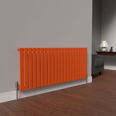 B&Q -  Flat Horizontal Coloured Radiator Sunburst Orange 600mm X 1470mm (Single)