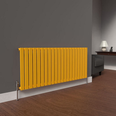 B&Q -  Flat Horizontal Coloured Radiator Sunflower Yellow 600mm X 1470mm SingleMild Steel989W (3374 Btu)
