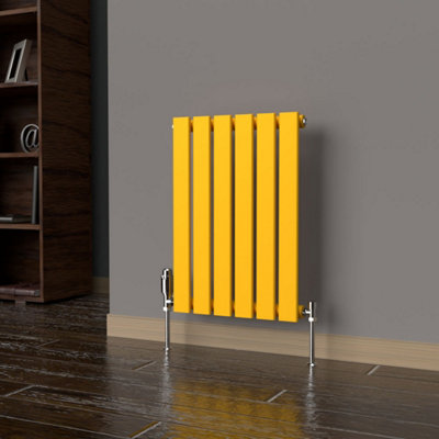 B&Q -  Flat Horizontal Coloured Radiator Sunflower Yellow 600mm X 420mm SingleMild Steel.
