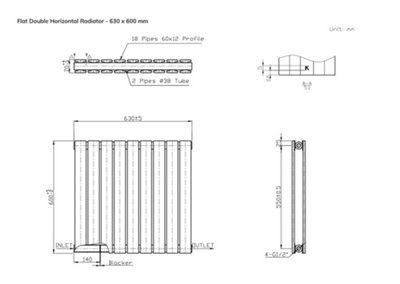 B&Q -  Flat Horizontal Coloured Radiator Metallic Copper 600mm X 630mm DoubleLux Flat-600-630Dmc