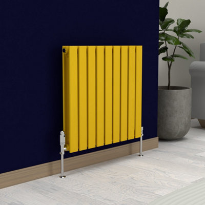 B&Q -  Flat Horizontal Coloured Radiator Sunflower Yellow 600mm X 630mm Double.