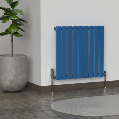 B&Q -  Flat Horizontal Coloured Radiator Galaxy Blue 600mm X 630mm Single Panel
