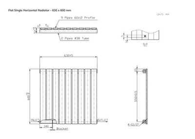 B&Q -  Flat Horizontal Coloured RadiatorMetallic Copper600mm H X 630mm W (Single)