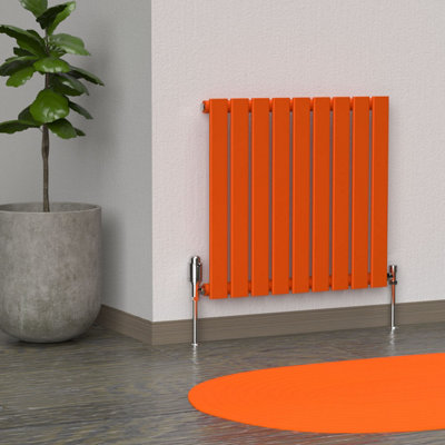 B&Q -  Flat Horizontal Coloured Radiator Sunburst Orange 600mm X 630mm Single Panel.