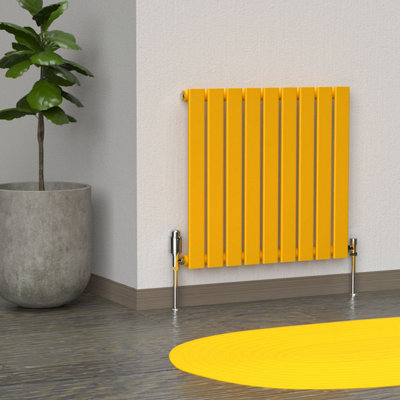 B&Q -  Flat Horizontal Coloured Radiator Sunflower Yellow 600mm X 630mm (Single)