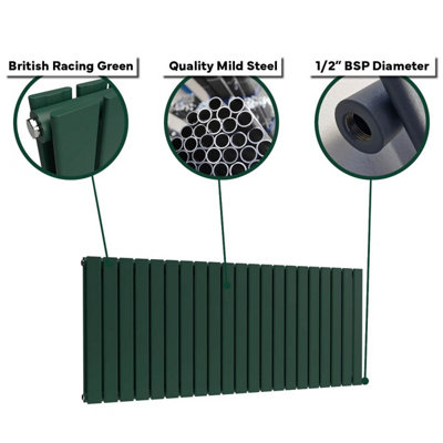 B&Q -  Flat Horizontal Coloured RadiatorBritish Racing Green600mm H X 770mm W (Double)