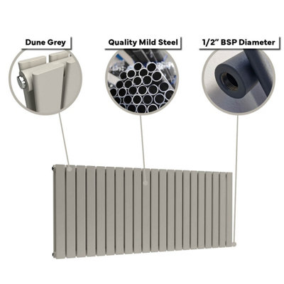 B&Q -  Flat Horizontal Coloured Radiator Dune Grey 600mm X 770mm Double