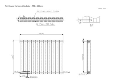 B&Q -  Flat Coloured Horizontal Radiator Space Black 600 mm X 770 mm Double.