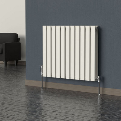 B&Q -  Flat Horizontal Coloured Radiator Stone White 600mm X 770mm Double PanelLux Flat-600-770D