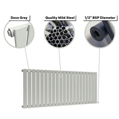 B&Q -  Flat Horizontal Coloured Radiator Dove Grey 600mm X 770mm (Single)
