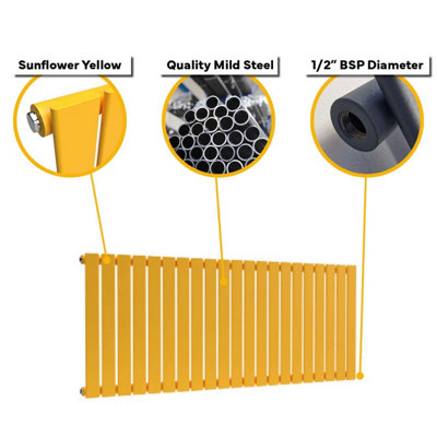 B&Q -  Flat Horizontal Coloured Radiator Sunflower Yellow 600mm X 770mm (Single)