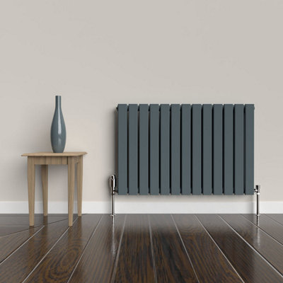 B&Q -  Flat Horizontal Coloured Radiator Slate Grey 600mm X 910mm DoubleLux Flat-600-910Dsg