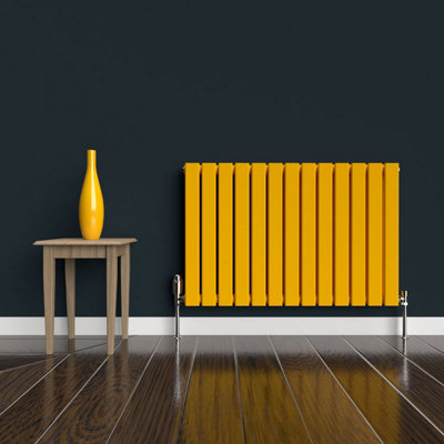 B&Q -  Flat Horizontal Coloured RadiatorSunflower Yellow600mm X 910mm Double