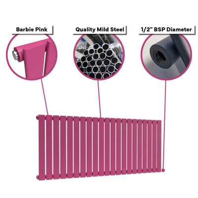B&Q -  Flat Horizontal Coloured RadiatorBarbie Pink 600 X 910 mm (Single)